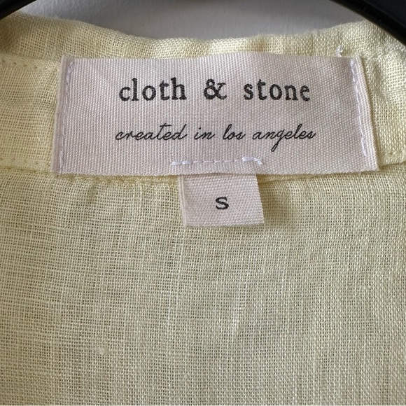 ANTHROPOLOGIE-CLOTH & Stone Sunshine Yellow 100% Linen Button Down - Picture 9 of 9